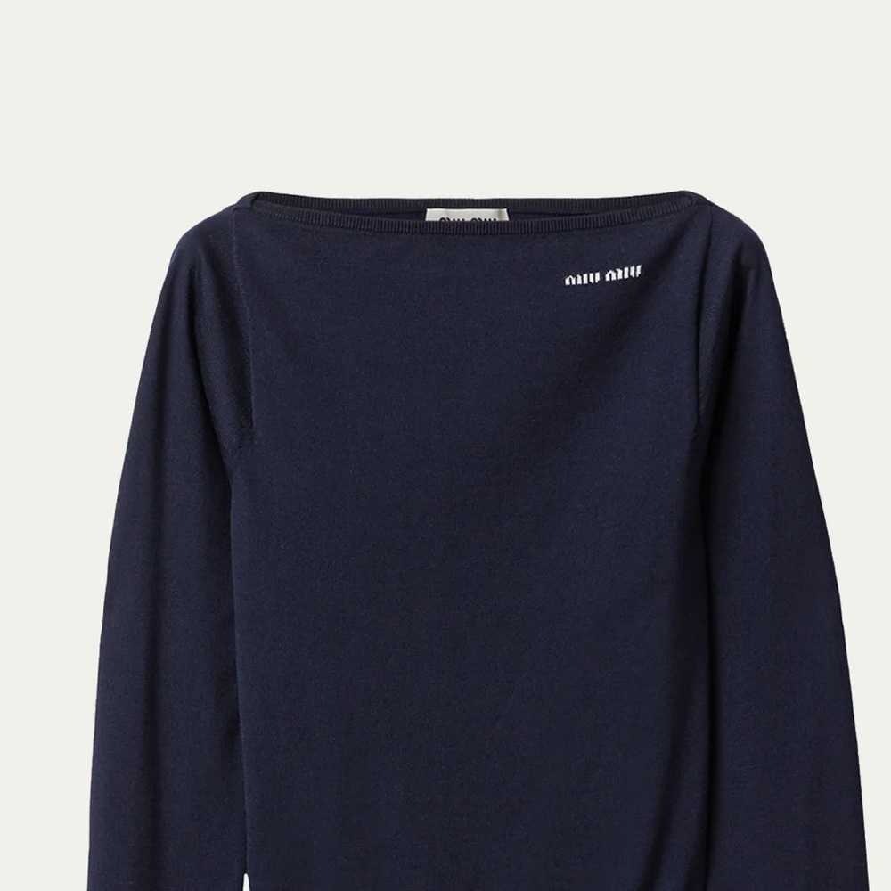 Miu Miu wool Dark Blue Boatneck Sweater / tube top
